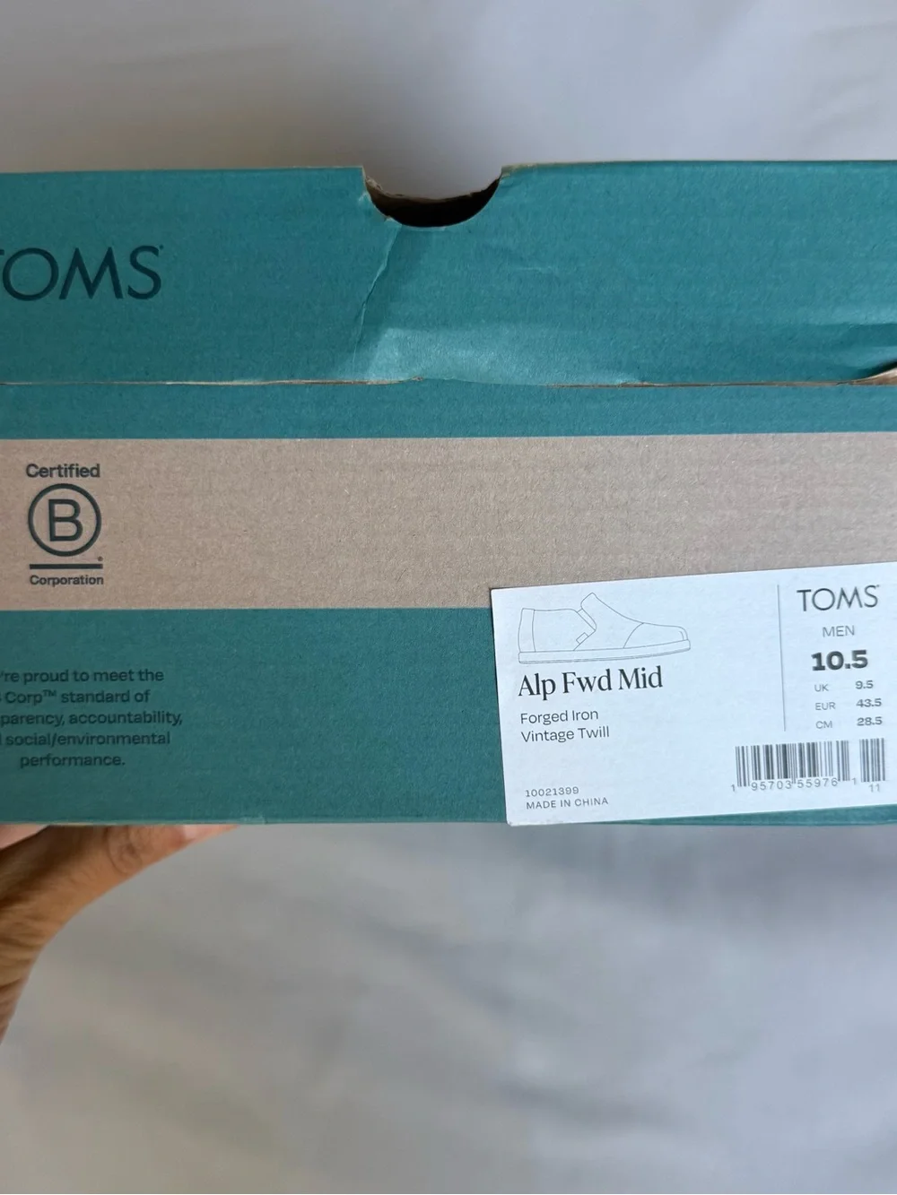 TOMS Men's Alpargata Fwd Mid Vintage Twill Slip-On Espadrilles in dark grey